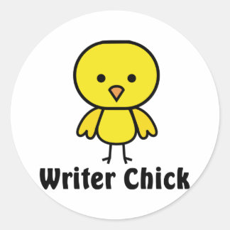 Schrijver Chick Ronde Sticker