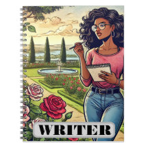 Schrijver in rozentuin spiraal notebook