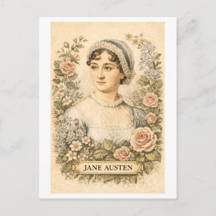 Schrijver Jane Austen in vintage stijl Briefkaart