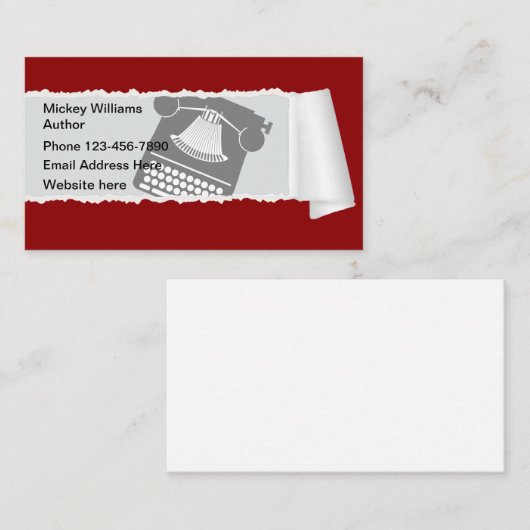 Schrijver Publisher Author Theme Visitekaartje (Voorkant / Achterkant)