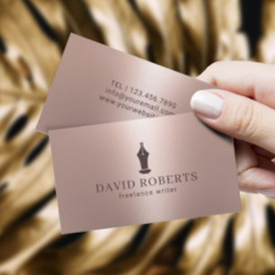 Schrijver Redacteur Auteur Pen Nib Logo Roze Goud Visitekaartje