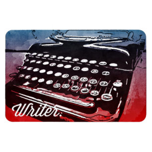 Schrijver typemachine Blue Red Pop Magnet Magneet