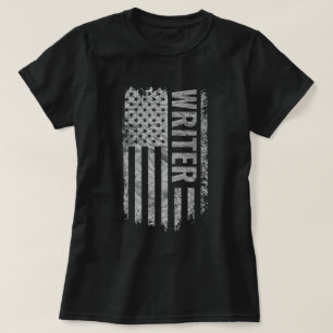 Schrijver USA Vlag Vervallen ontwerp T-shirt