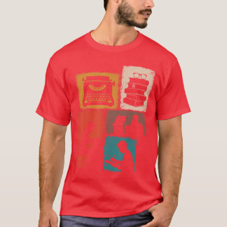 Schrijver Vintage Collage Schrijven Mannen Auteur T-shirt