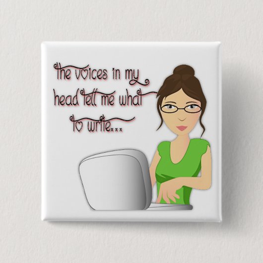 Schrijver Voices Vierkante Button 5,1 Cm (Voorkant)