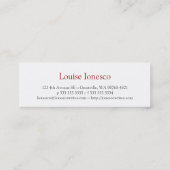 Schrijver zwart wit mini visitekaartje (Achterkant)