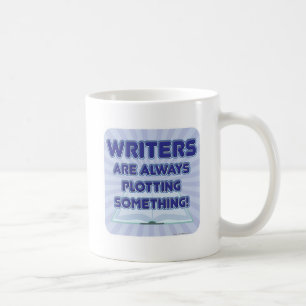 Schrijvers geven iets auteur-slogan uit koffiemok