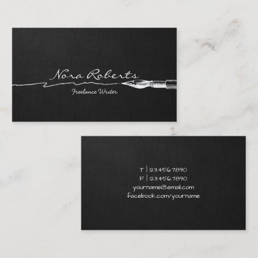 Schrijvers Schrijvers Zwart en Witte dop Pen Donke Visitekaartje (Voorkant / Achterkant)