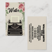 Schrijvers Typewriter met Rozen Visitekaartje (Voorkant / Achterkant)