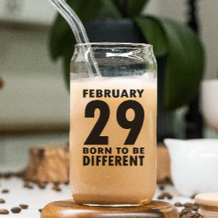 schrikkeljaar februari 29th wees anders verjaardag blikvorm glas