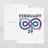 Schrikkeljaar Verjaardag Leapling Forever Young Briefkaart (Voorkant / Achterkant)