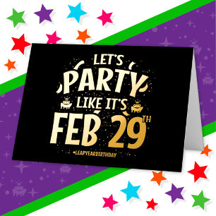 Schrikkeljaar Verjaardagsfeest 29 februari Schrikk Folie Wenskaart