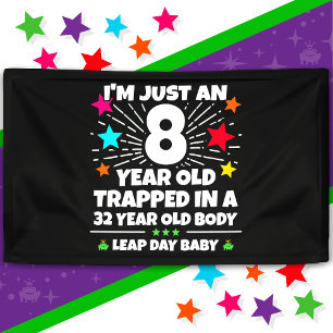 Schrikkeljaar Verjaardagsfeest 32e Verjaardag Schr Spandoek