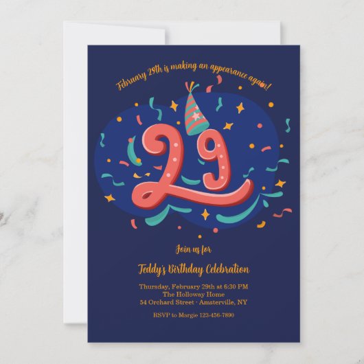 schrikkeljaar verjaardagsfeestje kaart (Voorkant)