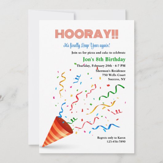 Schrikkelverjaardagsfeest Kaart (Voorkant)