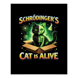 Schrödinger’s Nieuwsgierige Kat Perfect Poster