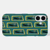 Schrödinger's Cat Mid Century Modern donkerblauw Case-Mate iPhone Case (Achterkant (horizontaal))