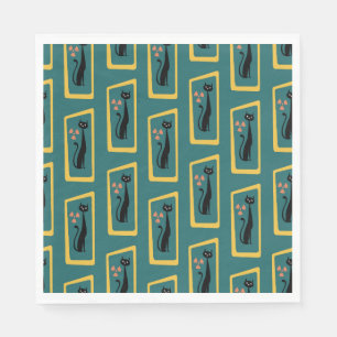 Schrödinger's Cat Mid Century Modern donkerblauw Servet