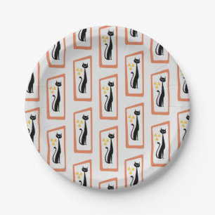 Schrödinger's Cat Mid Century Modern sinaasappel Papieren Bordje