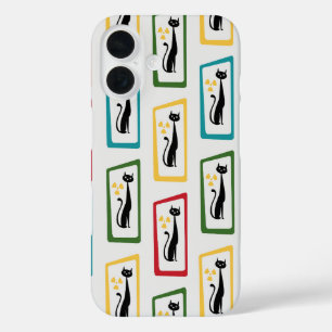 Schrödinger's Cat Mid Century Modern veelkleurig iPhone 16 Hoesje