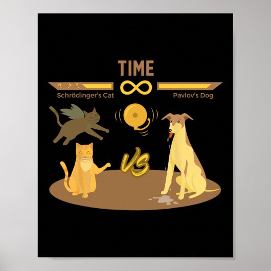 Schrodinger's Cat Vs. Pavlov's Dog Funny Video Gam Poster (Voorkant)