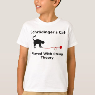Schrödinger's kat geplakt met tekenreektheorie t-shirt