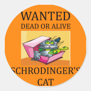 schrodinger's kat grap ronde sticker