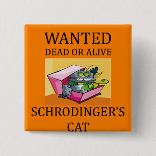 schrodinger's kat grap vierkante button 5,1 cm