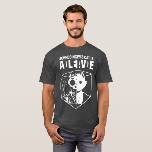 Schrödinger's kat grappig wetenschap kat dood en l t-shirt (Voorkant volledig)