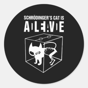 Schrödinger's kat leeft dood Paradox Science GE Ronde Sticker