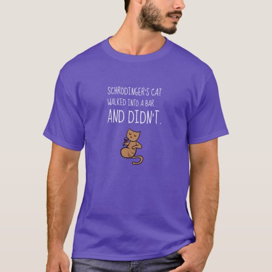 Schrödinger's kat liep naar een Paars met een bar T-shirt (Voorkant)