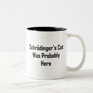 Schrodingers kat was waarschijnlijk hier tweekleurige koffiemok