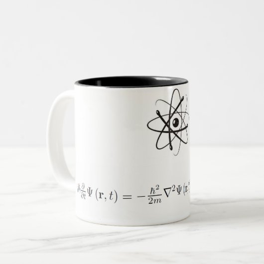 Schrödinger's vergelijking tweekleurige koffiemok (Voorkant links)
