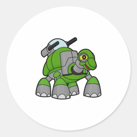 Schroef als Robot met kanonnen Ronde Sticker (Voorkant)