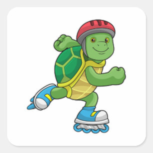 Schroef als Skater met gealigneerde schaatsen & he Vierkante Sticker