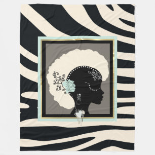 Schroef- en zwarte zebraafdrukken op punk fleece deken