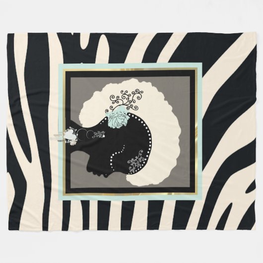 Schroef- en zwarte zebraafdrukken op punk fleece deken (Voorkant (Horizontaal))