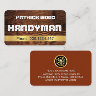 Schroef Handyman Naam Op Hout Visitekaartje