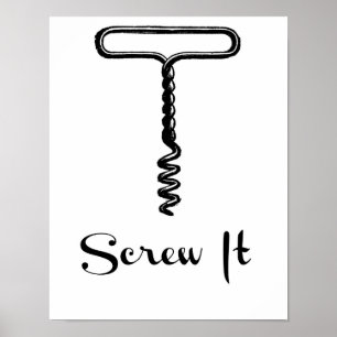 Schroef het  van de Korkschroef van de Wijn Afdruk Poster