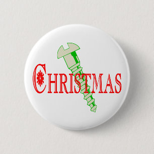 Schroef Kerstmis Ronde Button 5,7 Cm