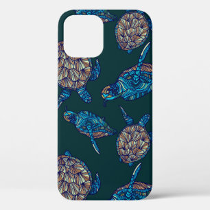 Schroef naadloos patroon op een donkere achtergron iPhone 12 hoesje