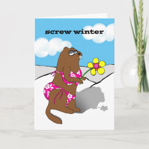 Schroef Winter, Grappige Groundhog Day, Bikini Cla Kaart