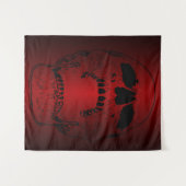 Schroefbare schedel op rood - schedels wandkleed (Voorkant (horizontaal))