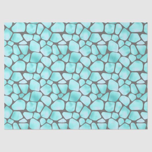 Schroefblad Turquoise en Grijze Giraffe Tissuepapier (Voorkant)