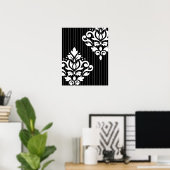 Schroefdop Kunst I Wit op grijze strepen en zwart Poster (Thuiskantoor)