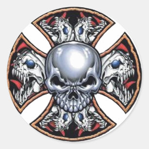 Schroefijzer schedel ronde sticker