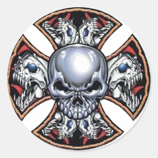 Schroefijzer schedel ronde sticker