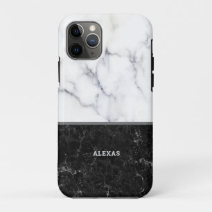 Schroefscherm zwart en grijs faux marble iPhone 11 pro hoesje