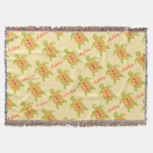 Schroefschildpad waterverf art name patroon gele w deken