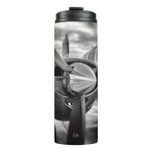 Schroefschroef voor vliegtuigen: zwart en wit thermosbeker (Voorkant)